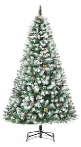 HOMCOM Brad de Crăciun Înzăpezit cu Conuri, Brad Artificial cu Deschidere Automată și Bază Pliabilă, Ø103x180 cm, Verde | Aosom Romania