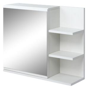 Kleankin Dulap Baie, Dulap cu Oglindă, cu 3 Rafturi Laterale, 60x18x50 cm, Alb | Aosom Romania