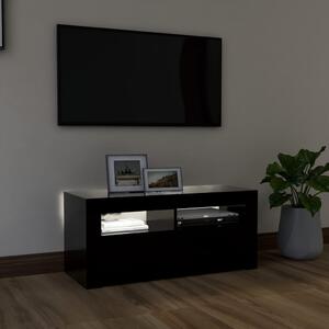 Comodă TV cu lumini LED, negru, 90x35x40 cm
