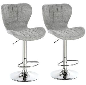 HOMCOM Set 2 Scaune de Bar Rotative cu Înălțime Reglabilă, Tetieră pentru Picioare și Spătar, 47x51,5x111,5 cm, Gri | Aosom Romania