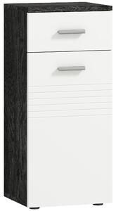 Kleankin Dulap Baie din Lemn cu Sertar și Rafturi, Design Alb și Negru | Aosom Romania