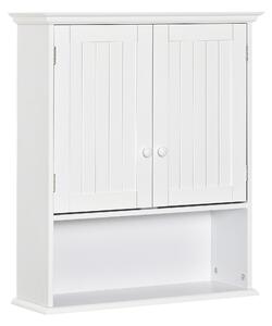 Kleankin Dulap de Baie Suspendat cu Dulăpior, 2 Uși cu Închidere Magnetică și Raft Deschis, 60x20x70.5 cm, Alb | Aosom Romania