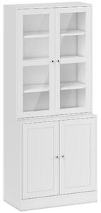 HOMCOM Mobilier de Bibliotecă cu 2 Dulapuri, Rafturi și Uși din Sticlă Alb | Aosom Romania