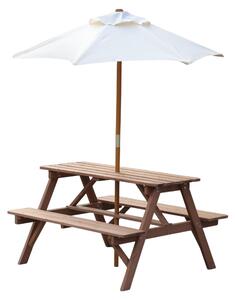 KONDELA Seturi de grădină pentru copii cu umbrelă de soare, maro/bej, PADY