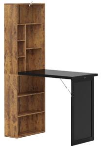 HOMCOM Birou Modern Pliabil cu Bibliotecă și Tablă, din Lemn și Metal, 98x51x153 cm, Maro Rustic | Aosom Romania