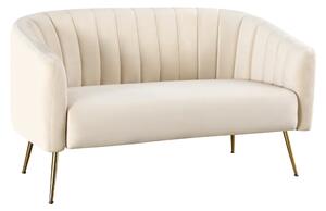 KONDELA Canapea de design cu 2 locuri, ţesătură Velvet bej/gold crom-auriu, BAGY