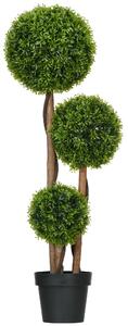 HOMCOM Plantă Artificială de Buxus cu 3 Ffere și Frunze de Bambus | Aosom Romania
