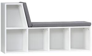 HOMCOM Bibliotecă Modulară cu 5 Rafturi Deschise și 2 Perne, Mobilier pentru Living, Dormitor și Birou, Gri Alb | Aosom Romania