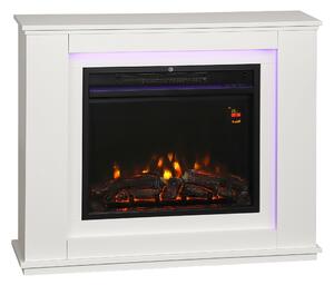 HOMCOM Șemineu Electric cu Flacără în 12 Culori și 5 Niveluri de Luminozitate, Telecomandă și Timer, 98x25x80 cm, Alb și Negru | Aosom Romania