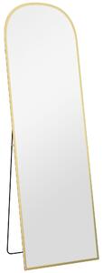 HOMCOM Oglindă de Podea și Perete cu Suport Pliabil, 50x161.5cm, Auriu | Aosom Romania