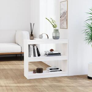 Bibliotecă/Separator cameră alb 80x30x71,5 cm lemn masiv de pin