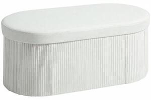 HOMCOM Taburet cu Spațiu de Depozitare Pliabil, Bancă Modernă Tapițată cu Material Catifea, Suport pentru Picioare cu Compartiment de 72L pentru Living și Dormitor, 76x38x35 cm, Crem | Aosom Romania