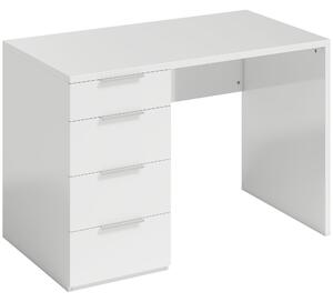 HOMCOM Birou Compact, 110x61.5x75 cm Birou Modern cu 4 Sertare, Masă pentru Computer, Cameră și Birou, Alb Lucios | Aosom Romania