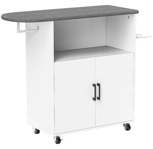 HOMCOM Dulap pentru călcat cu 2 uși și spațiu deschis, 125x43.5x102.5 cm, Alb | Aosom Romania