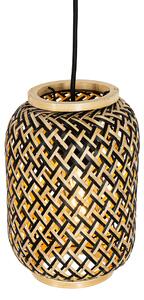 Lampă de suspendare orientală bambus cu 3 lumini negru - Yvonne