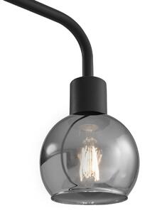 Lampa de podea Art Deco neagra cu sticla fumurie - Vidro