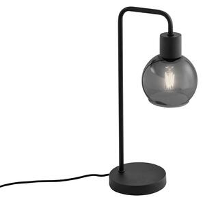 Lampa de masa Art Deco neagra cu sticla fumurie - Vidro