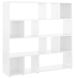 Bibliotecă/Separator cameră, alb extralucios, 105x24x102 cm