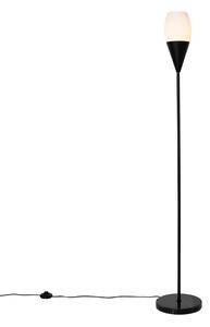 Lampa de podea moderna neagra cu sticla opal - Drop