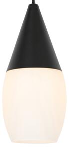 Lampă suspendată modernă neagră cu sticlă opal 4 lumini - Drop