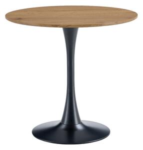 KONDELA Masă de sufragerie, stejar/negru, diametru 80 cm, REVENTON NEW