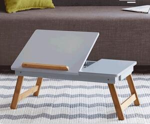 KONDELA Masă pliabilă pentru laptop, bambus alb / natural, MELTEN