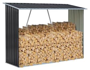 KONDELA Magazie pentru lemn, antracit/alb, 217x82x154 cm, DARYL TIP 2