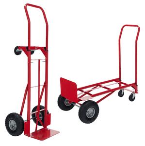 KONDELA Cărucior pentru depozit 2în1, Portanţă de 150 kg, roşu/negru, LAMY NEW