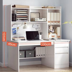 Birou cu rafturi și sertare, OT-505-White, 100 x 45 cm, alb