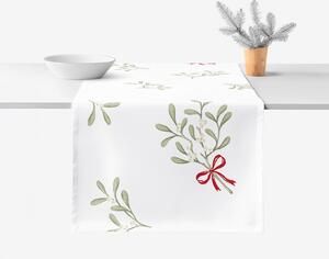 Goldea napron de masă de crăciun 100% bumbac - vâsc de crăciun 35x160 cm