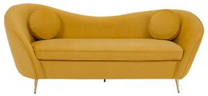 KONDELA Canapea cu 3 locuri de design, ţesătură Velvet galbenă/gold crom auriu, EZIO TYP 3