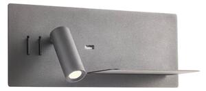 Spot LED de perete Redo 01-3316 BROOK LED/8W/230V + LED/3W USB negru