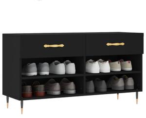Bancă de pantofi, negru, 102x35x55 cm, lemn prelucrat