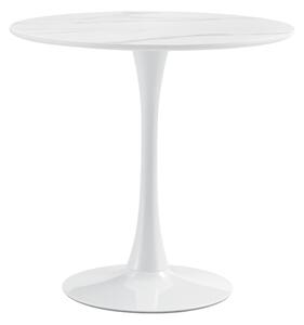 KONDELA Masă de sufragerie, marmură deschisă/alb, diametru 80 cm, LORIAN