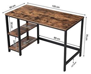 Birou metalic, stil industrial, 120x60, blat pal melaminat stejar inchis