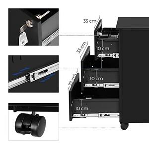 RollBox metalic Black 39/55 – casetiera metalica de birou -3 sertare -39 cm latime 55 inaltime