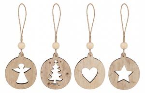 Ornament de Craciun RUSTIC JOY din lemn 7,5 cm - diverse modele