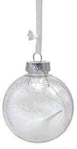 Set 12 bucati ornamente de Craciun WHITE FEATHER 9 cm, alb