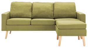 Canapea cu 3 locuri și taburet, verde, material textil