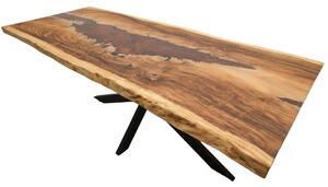 Masa dining lemn masiv nuc si rasina epoxidica, Yellowstone 220x93x5.2