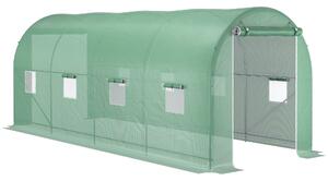 Outsunny Sera tip tunel de Gradina, pentru plante, legume, fructe cu Structura din Otel, Ferestre si Usa, Verde | Aosom Romania