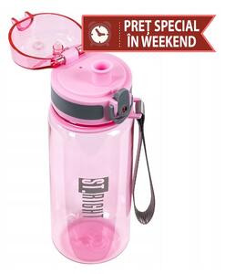 Sticla pentru apa din plastic, 500 ml, St. Right, Pink and Grey