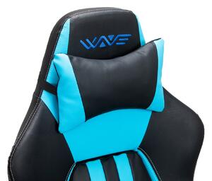 Scaun gaming tapitat cu piele ecologica Wave Y-2558 Albastru / Negru, l67xA66xH131-141 cm