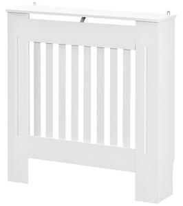 HOMCOM Mască pentru Calorifer din Lemn cu Lamele Verticale și Raft Superior, 78x19x81 cm, Alb | Aosom Romania