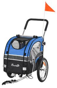 PawHut Carucior pentru Caini cu Prindere Bicicleta Spatiu Mare Albastru 130x58x94cm Ideal pentru Plimbari | Aosom Romania