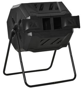 Outsunny Compostor Domestic de Grădină și Balcon din Plastic, Recipient Rotativ pentru Compost, 71x64x96 cm, Negru | Aosom Romania