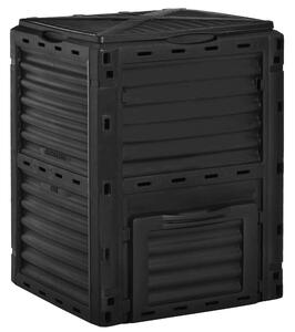 Outsunny Compostor de Grădină 300L din Plastic, cu Capac, Ușor de Asamblat, Negru | Aosom Romania