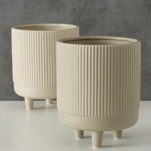 Set 2 ghivece din ceramica Minken Bej Mat, Modele Asortate, Ø19xH23 cm