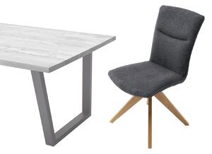 Set 2 scaune rotative tapitate cu stofa si picioare din lemn, Odense Antracit / Stejar, l50xA66x93 cm