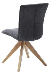 Set 2 scaune rotative tapitate cu stofa si picioare din lemn, Odense Antracit / Stejar, l50xA66x93 cm